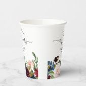 Burgundy Blush Floral Mr. und Mrs. Script Wedding Pappbecher (Links)