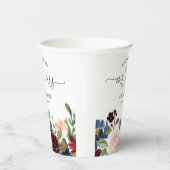 Burgundy Blush Floral Mr. und Mrs. Script Wedding Pappbecher (Rechts)