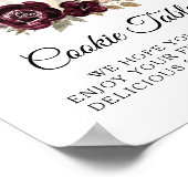 Burgundy Blush Floral Pumpkin Cookie Table Sign Poster (Ecke)