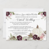 Burgundy Blush Floral Pumpkin Virtual Wedding Einladung (Vorderseite)