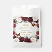 Burgundy Blush Floral Quinceanera Sweet 16  Geschenktütchen (Vorderseite)