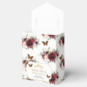 Burgundy Blush Floral Quinceañera Tiara Butterfly Geschenkschachtel (Geöffnet)