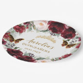 Burgundy Blush Floral Quinceañera Tiara Princess Pappteller (Schrägansicht)