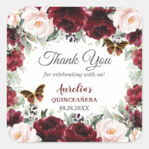 Burgundy Blush Floral Quinceñera Butterfliegen