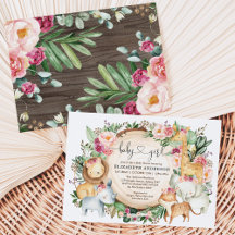 Burgundy Blush Floral Safari Jungle Baby Dusche