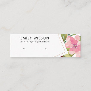 BURGUNDY BLUSH FLORAL STUDIE EARRING DISPLAY CARD MINI VISITENKARTE