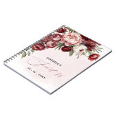 Burgundy Blush Floral Sweet 16 Gästebuch Notizblock (Linke Seite)