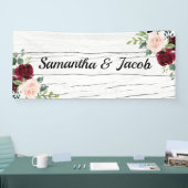Burgundy Blush Floral Wedding Brautparty Name Banner (Messe)