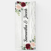 Burgundy Blush Floral Wedding Brautparty Name Banner (Vertikal)
