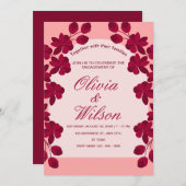 Burgundy Blush Floral Wedding Einladung (Vorne/Hinten)