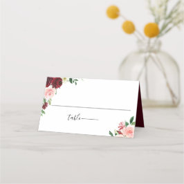 Burgundy Blush Floral Wedding Platzkarte