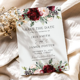 Burgundy Blush Floral Wedding Save the Date Card Einladung