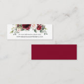 Burgundy Blush Floral Wedding Website Card Mini Visitenkarte (Vorne/Hinten)