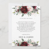 Burgundy Blush Foto Hochzeit mit Gold Geometric Dankeskarte (Rückseite)