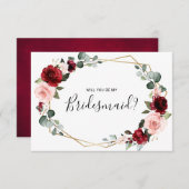 Burgundy Blush Geometric Bridesmaid Vorschlagkarte Einladung (Vorne/Hinten)