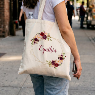 Burgundy Blush Geometric Frame Bridesmaid Tragetasche