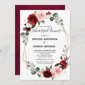Burgundy Blush Geometric Probe Dinner Einladung (Vorne/Hinten)