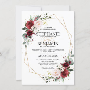 Burgundy Blush Geometric Wedding Einladung