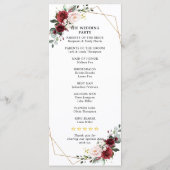 Burgundy Blush Geometric Wedding Reception Programm (Rückseite)