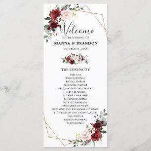 Burgundy Blush Geometric Wedding Reception Programm
