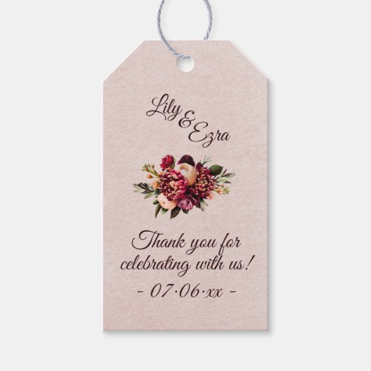 Burgundy Blush Geschenkanhänger (Vorderseite)