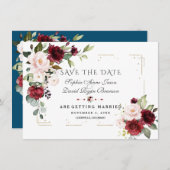 Burgundy Blush Glitzer Frame Wedding Save The Date (Vorne/Hinten)