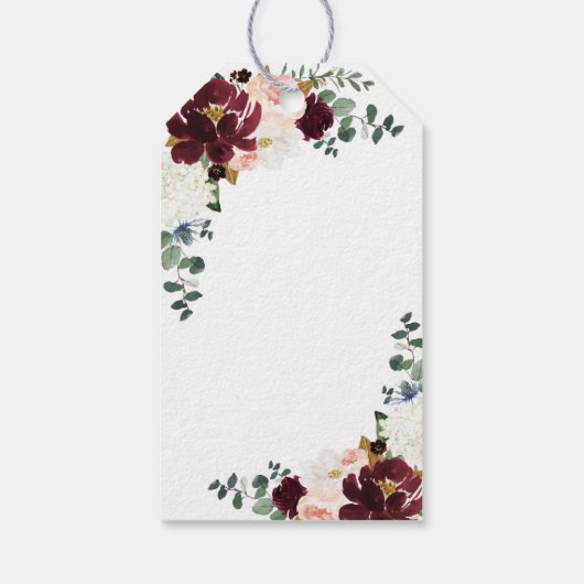 Burgundy Blush Gold Floral Vielen Dank für Ihre Un Geschenkanhänger (Rückseite)