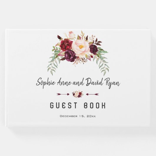Burgundy Blush Handwriting Wedding Planner Gästebuch (Vorderseite)