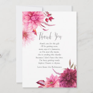 Burgundy & Blush Herbst Baby Shower Danke