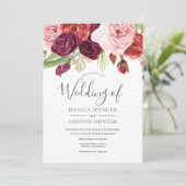 Burgundy Blush Mint Trendy All Seasons Wedding Einladung (Stehend Vorderseite)