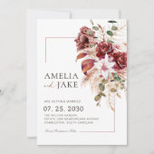 Burgundy & Blush Modern Floral Save The Date (Vorderseite)
