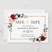Burgundy Blush Modern Geometric Save the Date (Vorderseite)