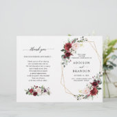 Burgundy Blush Modern Geometric Wedding Program (Stehend Vorderseite)