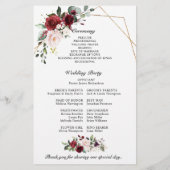 Burgundy Blush Modern Geometric Wedding Program (Rückseite)