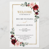 Burgundy Blush Modern Geometric Wedding Program (Vorderseite)