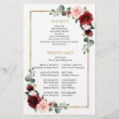 Burgundy Blush Modern Geometric Wedding Program (Rückseite)