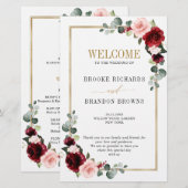 Burgundy Blush Modern Geometric Wedding Program (Vorne/Hinten)