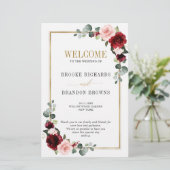 Burgundy Blush Modern Geometric Wedding Program (Stehend Vorderseite)
