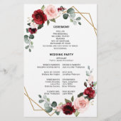 Burgundy Blush Modern Geometric Wedding Program (Rückseite)