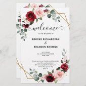 Burgundy Blush Modern Geometric Wedding Program (Vorne/Hinten)