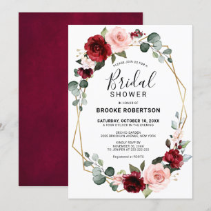 Burgundy Blush Modern Geometrisches Brautparty Einladung