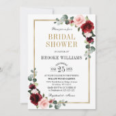 Burgundy Blush Modern Geometrisches Brautparty Einladung (Vorderseite)