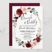 Burgundy Blush Modern Geometrisches Brautparty Einladung (Vorne/Hinten)