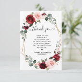 Burgundy Blush Modern Geometrisches Foto Dankeskarte (Stehend Vorderseite)