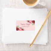 Burgundy Blush Moderne Aquarellblume Adressaufkleber (Insitu)