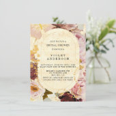 Burgundy Blush Musical Floral Brautparty Einladung (Stehend Vorderseite)