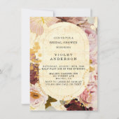 Burgundy Blush Musical Floral Brautparty Einladung (Vorderseite)