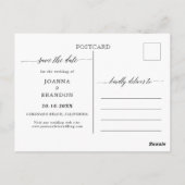 Burgundy Blush Navy Bloral Canopy Save the Date Postkarte (Rückseite)
