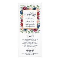 Burgundy Blush Navy Blue Gold Wedding Menu Cards