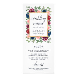 Burgundy Blush Navy Blue Gold Wedding Menu Cards Werbekarte